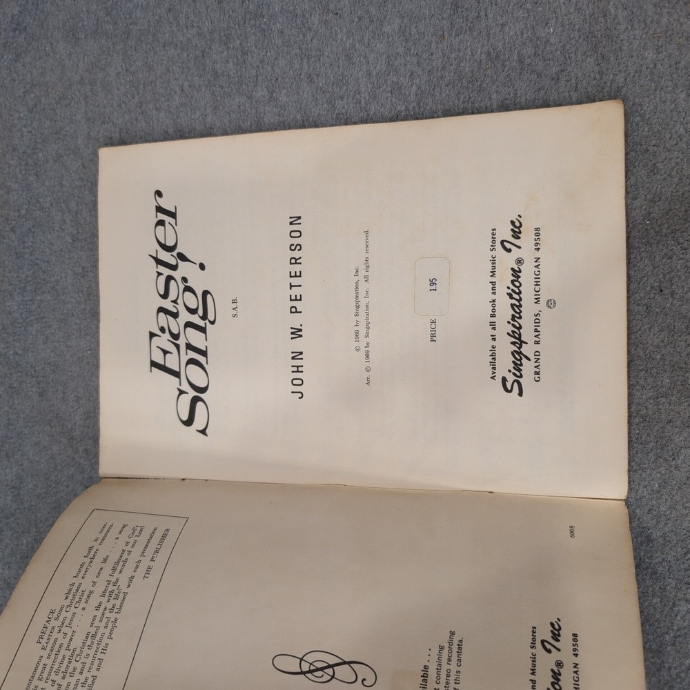 Easter Song! John W Peterson Singspiration Cantata SAB Sheet Music 1969 Vintage - Picture 2 of 2